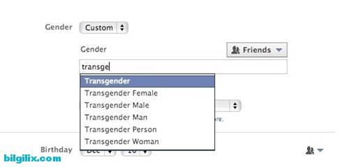 facebook cinsiyeti seçimi - tercihi
