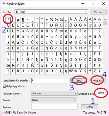 Bilgisayarda (klavyede) metreküp işareti (m³) nasıl yazılır