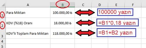 Microsoft Excel'de KDV nasıl hesaplanır-yuzde18