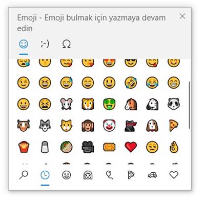 Windows 10 da emoji nasıl yazılır