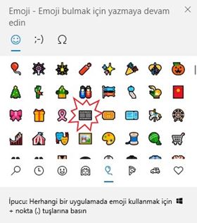 Windows 10'da Film Karesi Emojisi