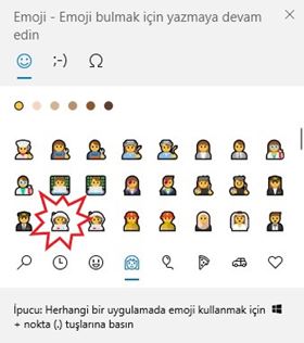 Windows 10'da kadın astronot emojisi nasıl yazılır