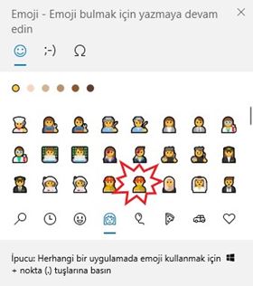Windows 10'da erkek itfaiyeci emojisi nasıl yazılır