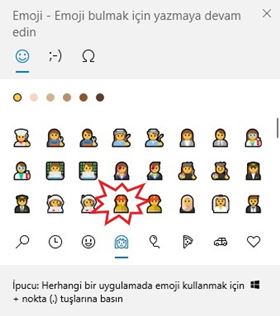 Windows 10'da kadın itfaiyeci emojisi nasıl yazılır