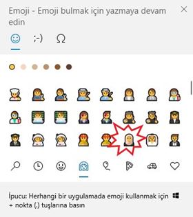 Windows 10'da başörtülü kadın emojisi nasıl yazılır