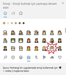 Windows 10'da duvaklı gelin emojisi nasıl yazılır