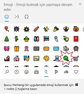 Windows 10'da İp Yumağı Emojisi