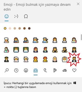 Windows 10'da simokinli erkek emojisi nasıl yazılır