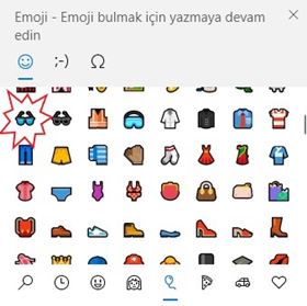 Windows 10'da Gözlük Emojisi