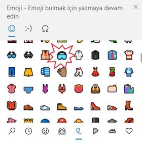 Windows 10'da Koruyucu Gözlük Emojisi