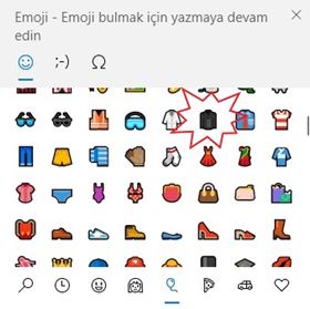 Windows 10'da Kaban Emojisi