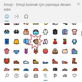 Windows 10'da Eldiven Emojisi