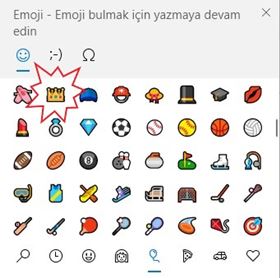 Windows 10'da Taç Emojisi
