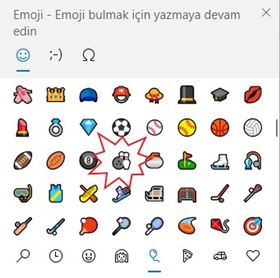 Windows 10'da Bilardo Emojisi
