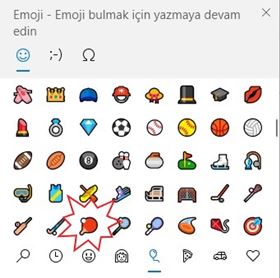 Windows 10'da Masa Tenisi Emojisi