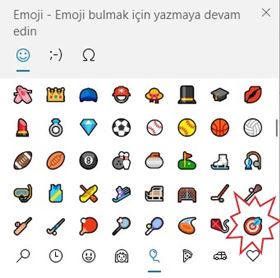 Windows 10'da Dart Emojisi